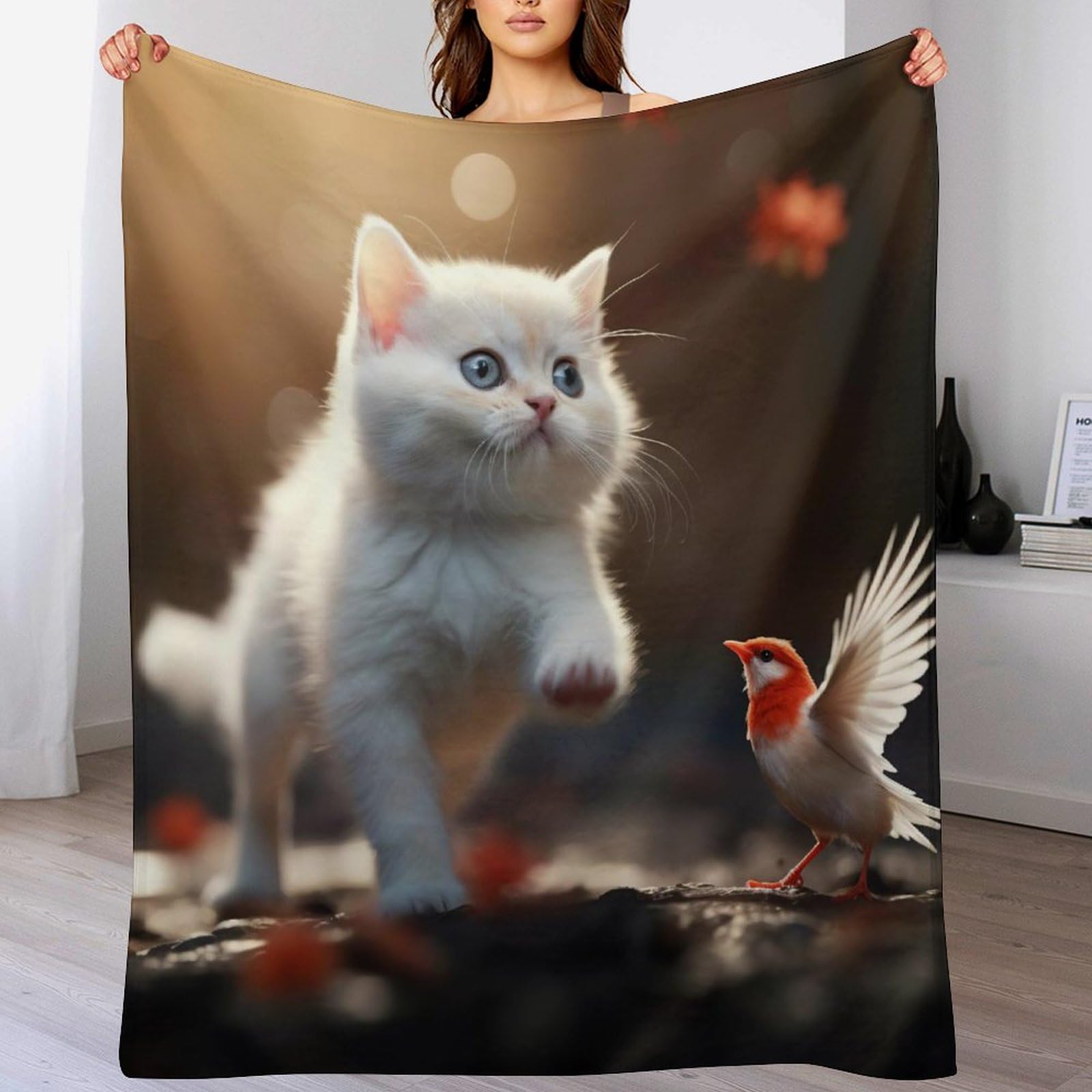 Couverture chat mignon pour des soirées cocooning sur le canapé