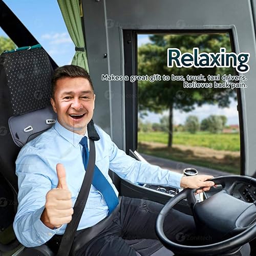 Vista 7 de ZONETECH Cojín de enfriamiento para asiento de automóvil, color negro, 12 V, cómodo masajeador para automóvil, almohadilla enfriadora, circulación