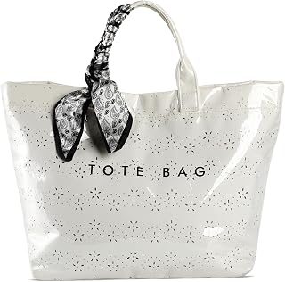 PVC Beach Tote Bag for Women,Letter Print Purse with Handle