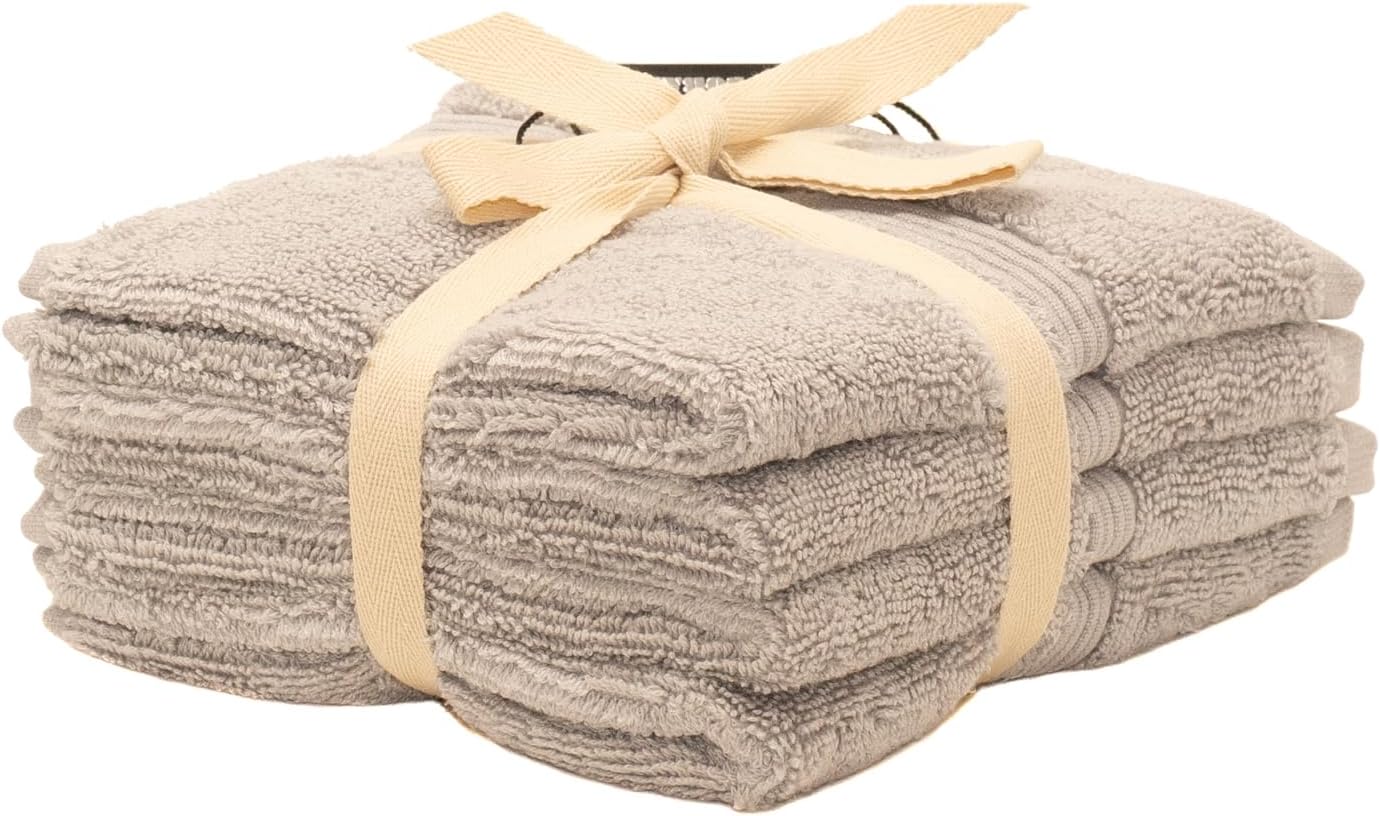 Mosobam Luxury Turkish Towels Set of 12 Washcloths 13X13 Light Grey (Gray) 700 GSM Bamboo Viscose & Aegean Turkish Combed Cotton