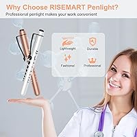 Vista 6 de RISEMART Linternas tipo bolígrafo para enfermeras, paquete de 2 linternas médicas reutilizables con medidor de pupila y regla, linterna LED de luz