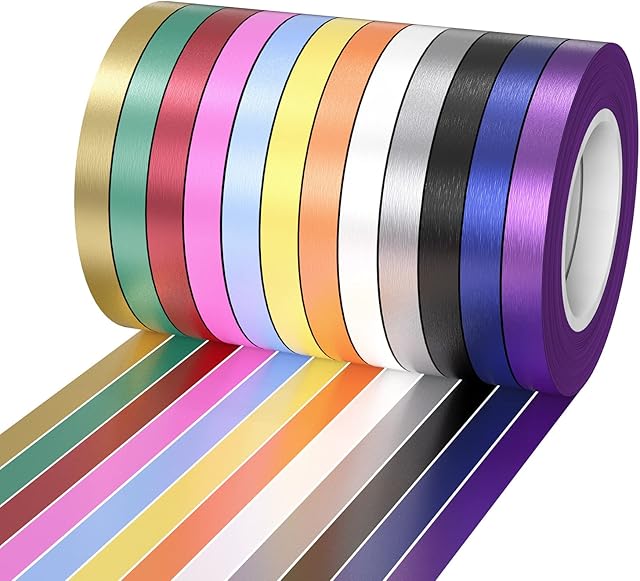 12 Rolls Curling Ribbons for Gift Wrapping Crafting, 5mm Balloon Ribbon Balloon String for Christmas Wedding Birthday Party Decorations 10m/Roll (Assorted Colors Curling Ribbon)