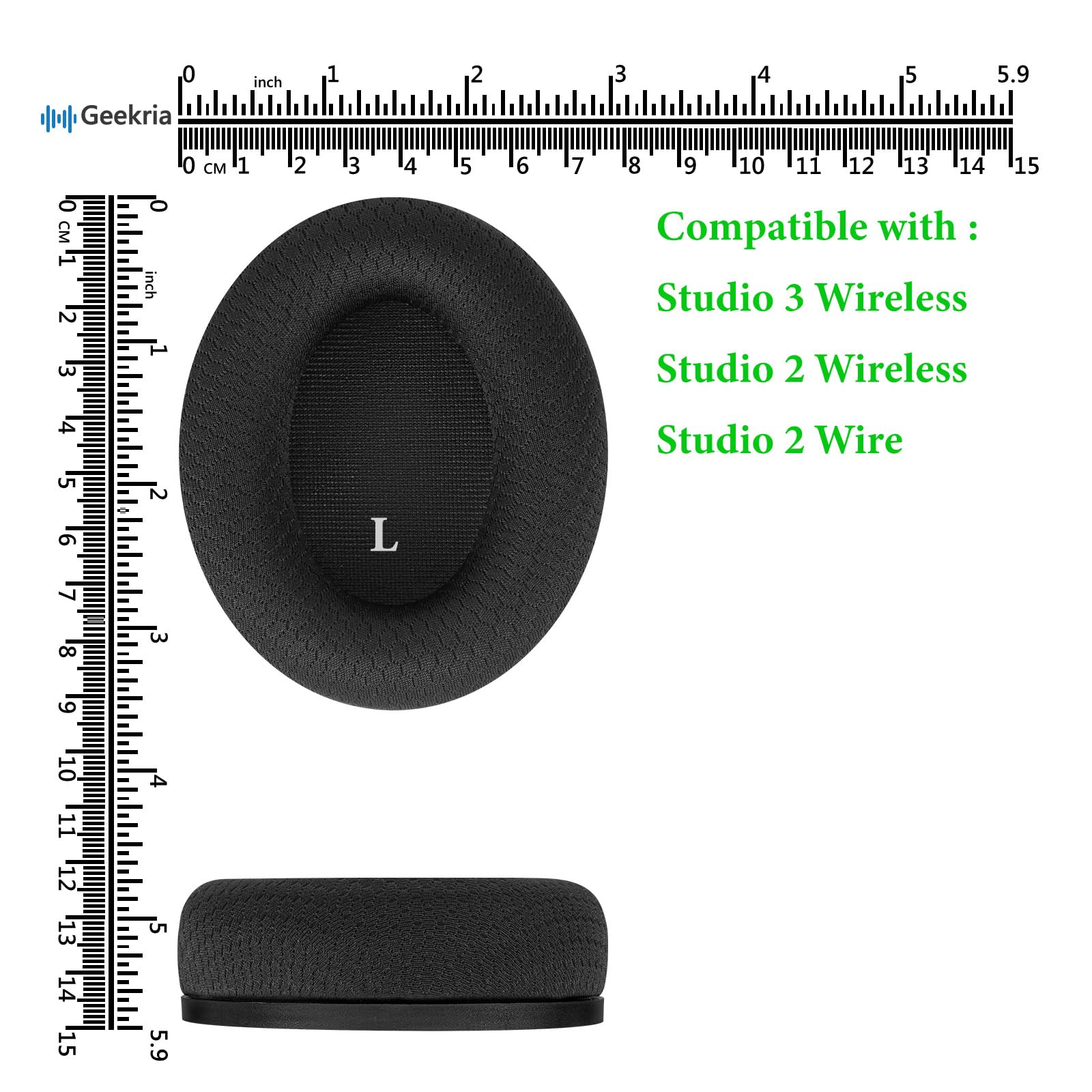 Geekria SNAP Kit di ricambio cuscinetti per cuffie Beats Studio 3 Wireless, Studio 2, cuscinetti magnetici Easy-Switch, coperture per padiglioni (tessuto a rete)