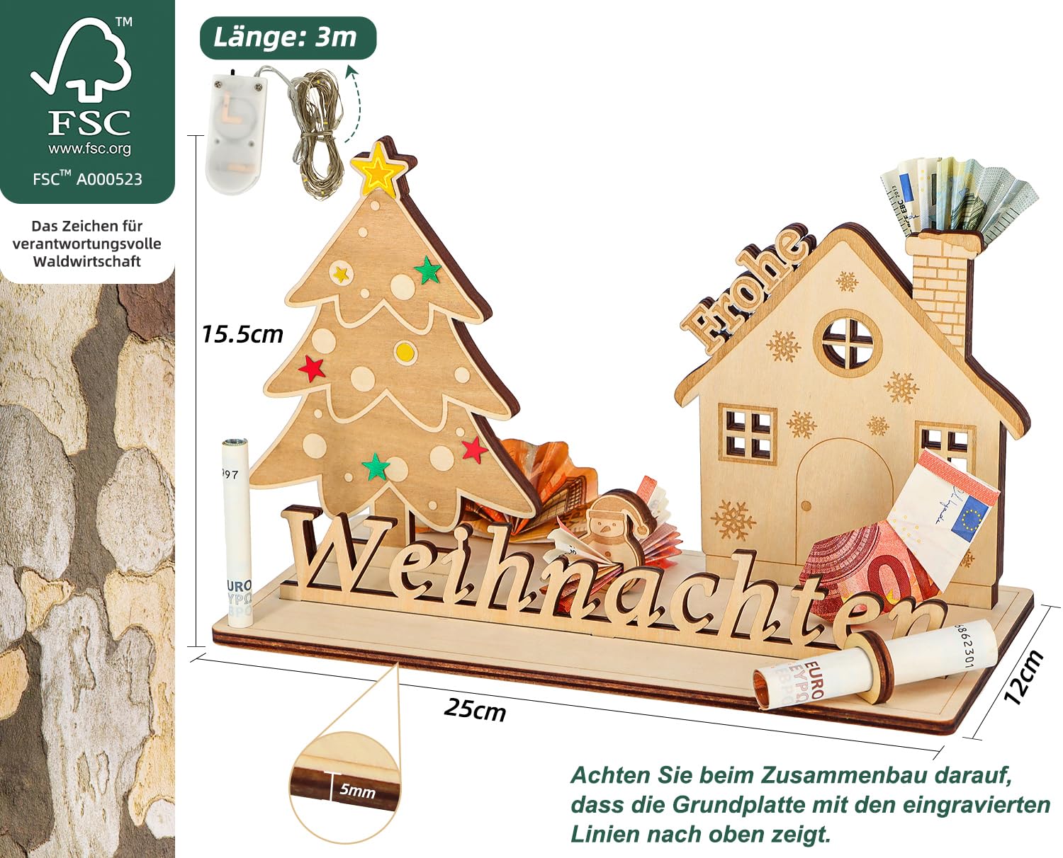 Regali per cresima e bambine, regalo in denaro, con scatola di legno