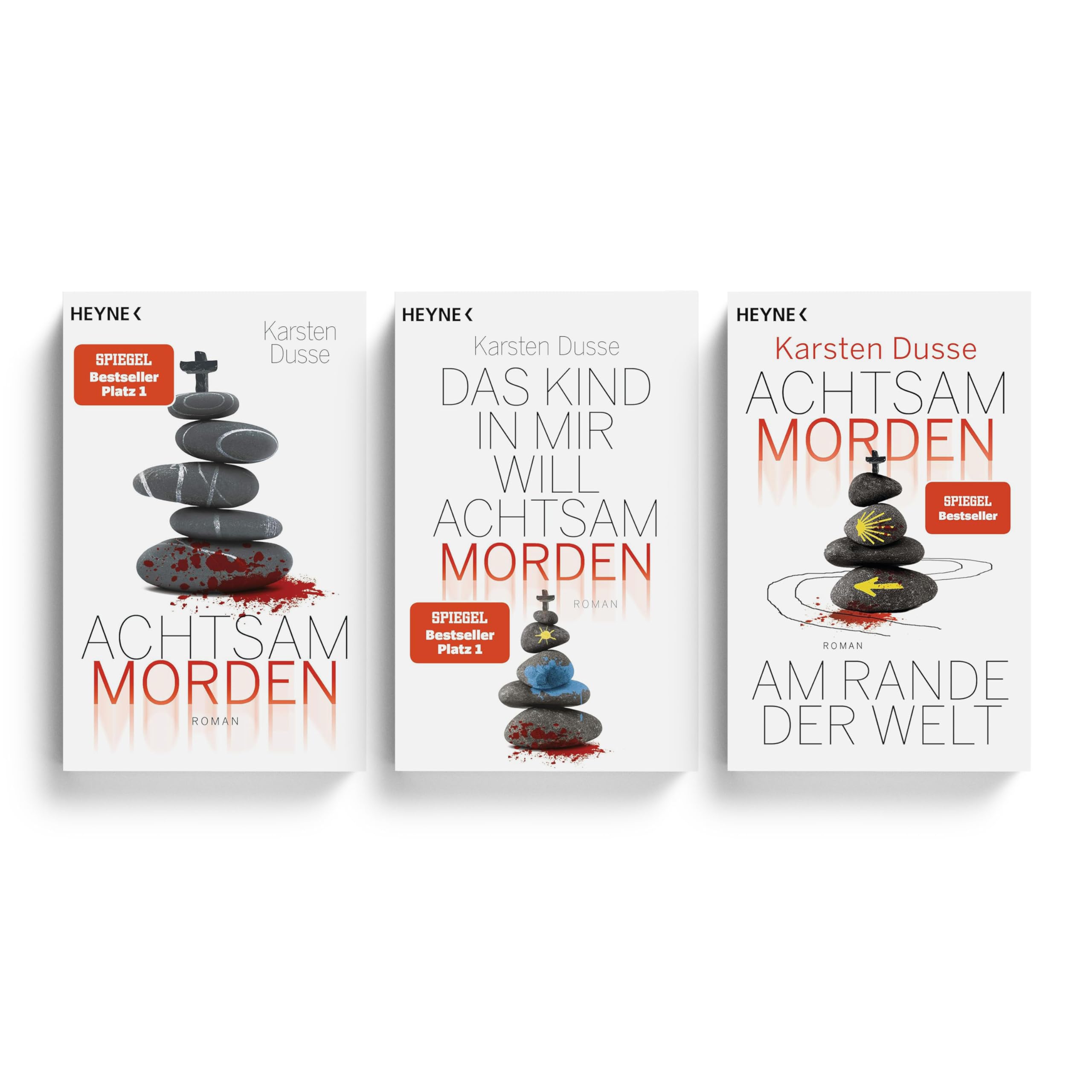 Achtsam morden Buchreihe 1-3: Achtsam morden (Band 1), Das Kind in mir will achtsam morden (Band 2) & Achtsam morden am Rande der Welt (Band 3) von Karsten Dusse + limited edition Lesezeichen