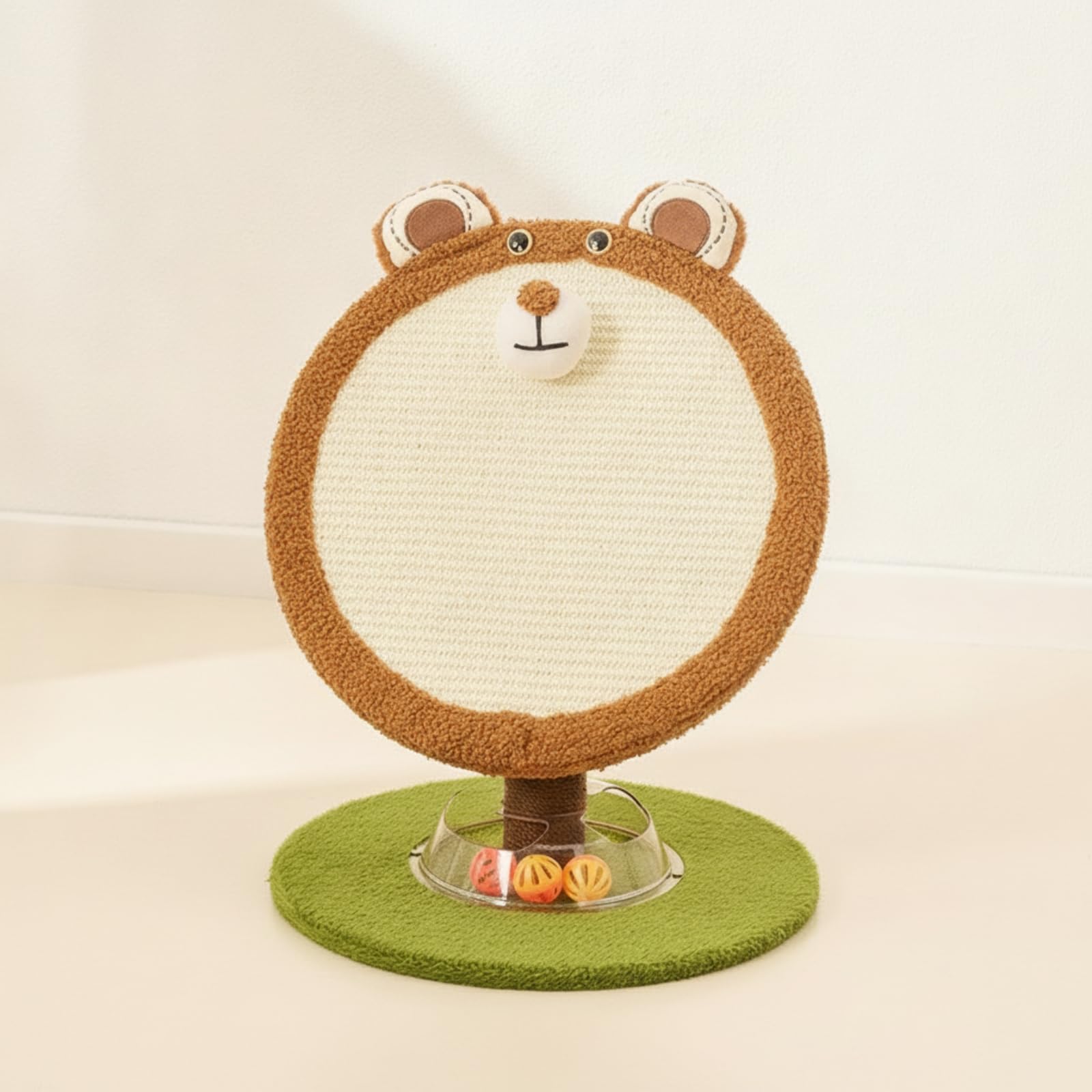Rascador para Gatos Poste Tablero Juguete con Anillo con y Panel de Rascado de 40 Cm Marco Suave Tipo Felpa y Estructura Vertical Firme Estilo Tierno, 40 40 52cm, Oso