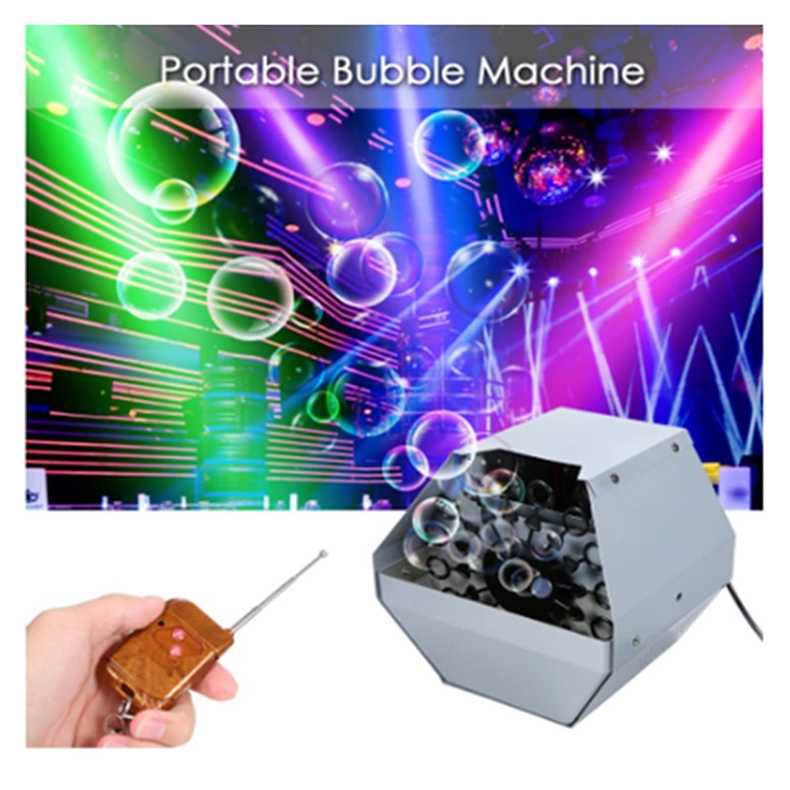 Seifenblasenmaschine Automatischer Bubble-Blasen-Mini-Single-Rad-Fernbedienung kleine Bubble-Maschine for Hochzeitsbühne und Barleistung Blasen für Hochzeiten