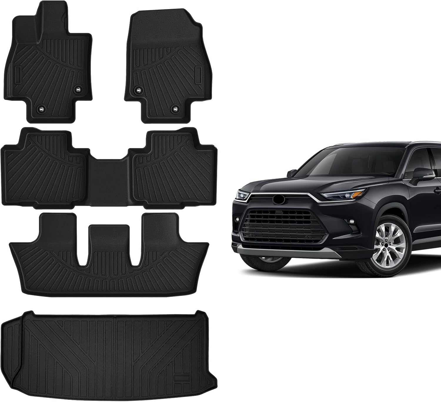 Kistrba Floor Mat & Cargo Liner Truck Mat Compatible with 2024 Toyota