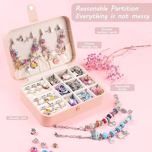 Miniatura 3 de UFU Kit de fabricación de pulseras con dijes, 120 piezas, kit de fabricación de joyas, regalos de sirena para niñas, juguetes, manualidades para