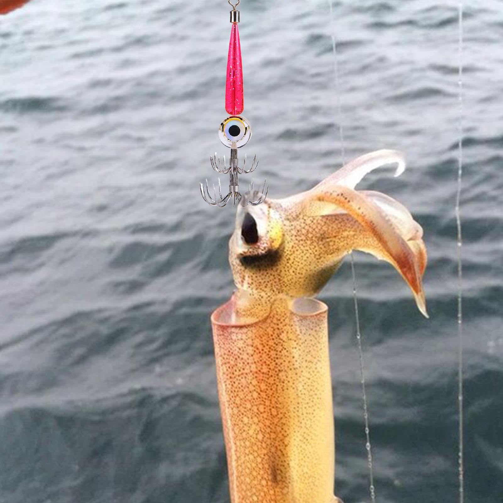 Camarones Luminosos Calamar Jig Señuelos De Pesca En El Mar,Señuelo Octopus Sepia Señuelos De Pesca En El Mar,Jigs De Calamar Que Brillan En Agua Salada,Señuelo De Pesca Impermeable con Luz LED