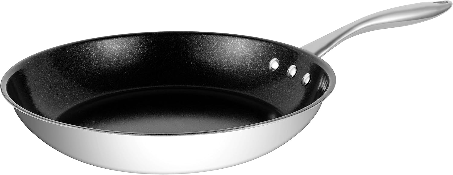 12" (30 cm) Stainless Steel Pan by Ozeri with ETERNA, a 100% PFOA and APEO-Free Non-Stick Coating 12" Black Interior