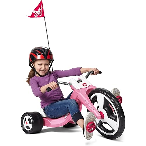 Radio Flyer Big Flyer Sport with Large Front Wheel and Adjustable Seat for Kids, Outdoor Activities, and Recreational Sports, Pink