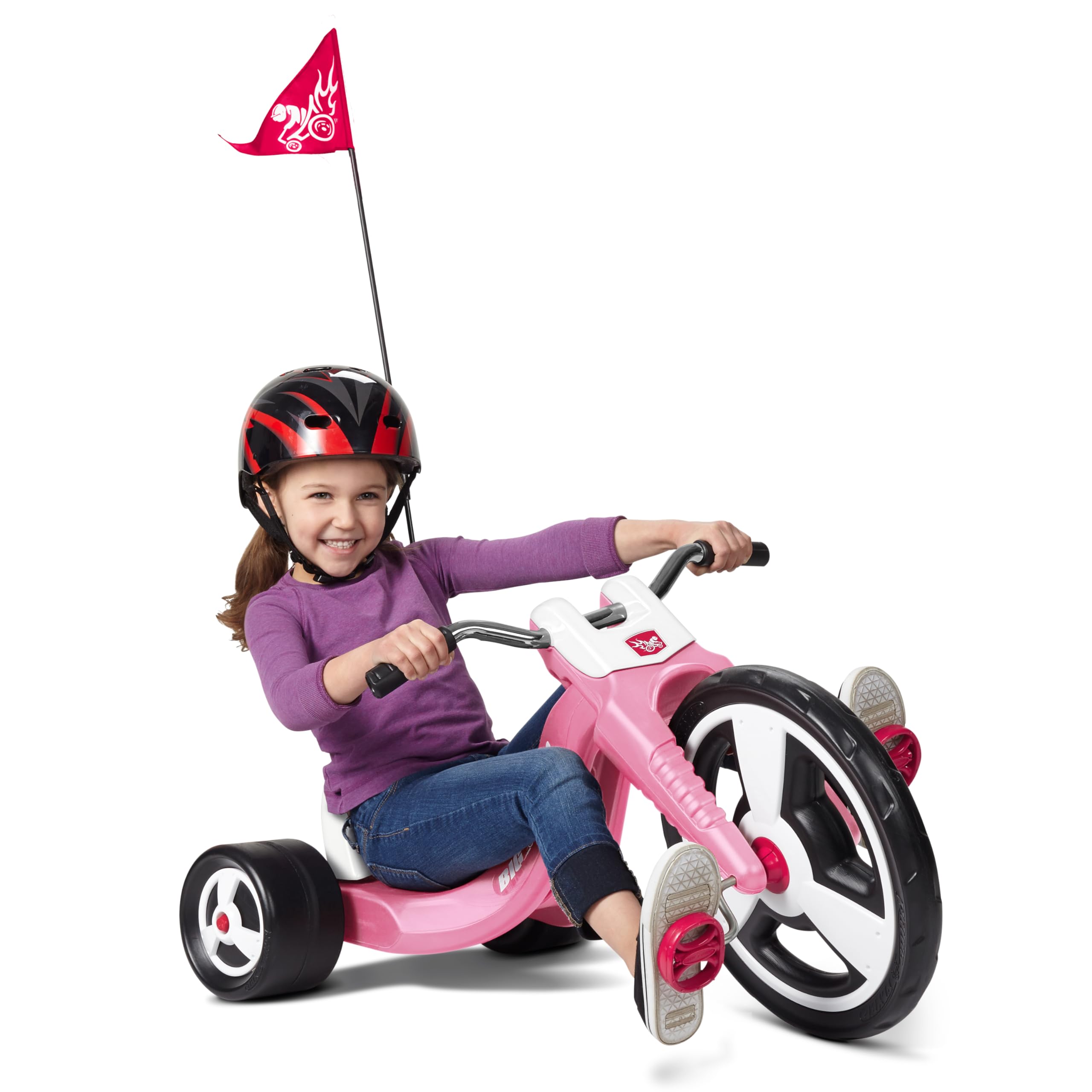 Radio Flyer Big Flyer Sport with Large Front Wheel and Adjustable Seat for Kids, Outdoor Activities, and Recreational Sports, Pink