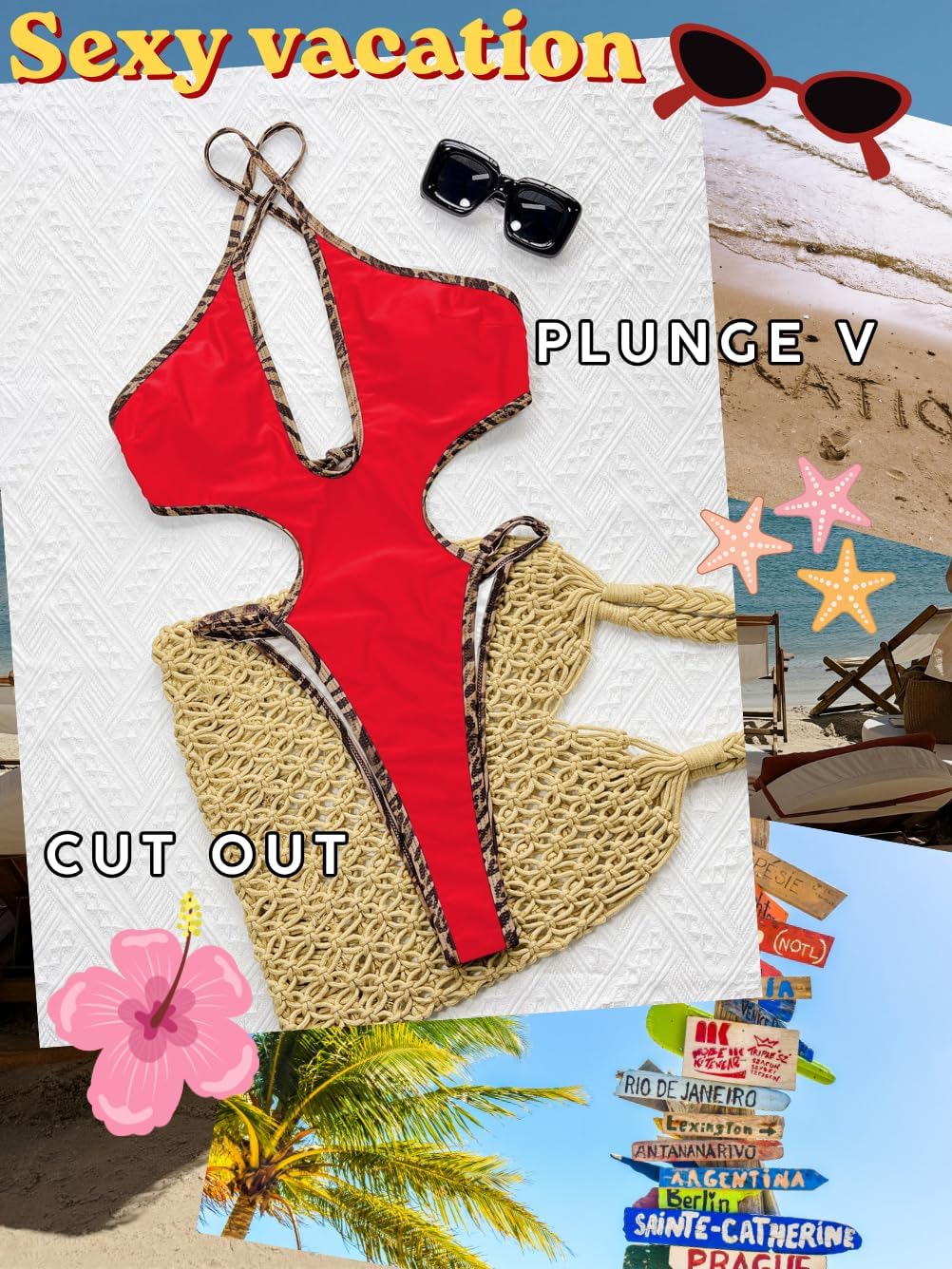 ShawGobow Sexy One Piece Swimsuit for Pool Party, Criss Cross Backless Monokini Women, Cut Out Bodysuit Night Club Rave