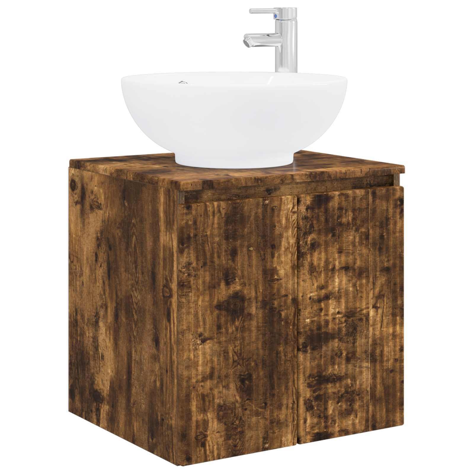 Mueble de lavabo con lavabo de pared 49,5cm de roble ahumado