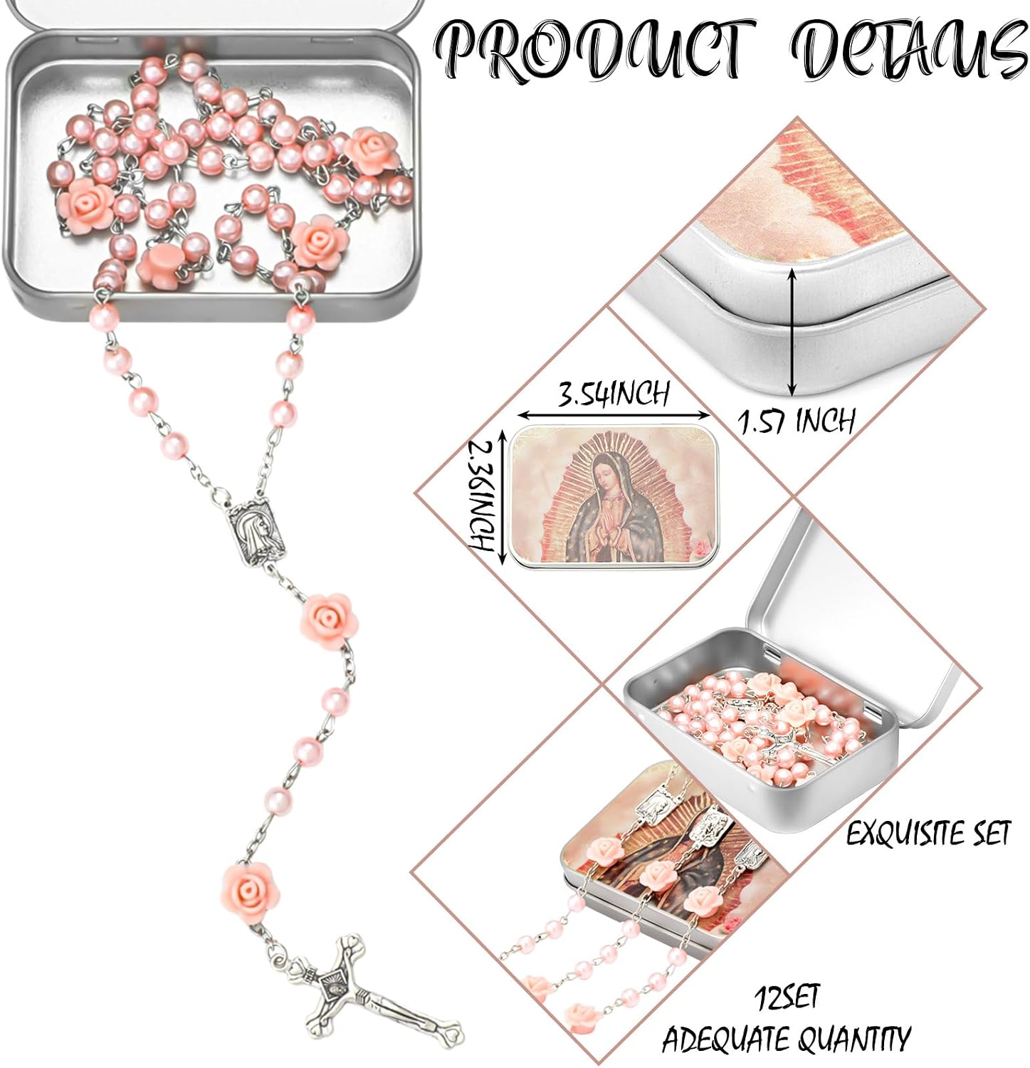 Tondiamo 12 Pcs Rosary Beads Catholic Necklace Holy Soil Medal Cr - Sacred Relief & Engraving