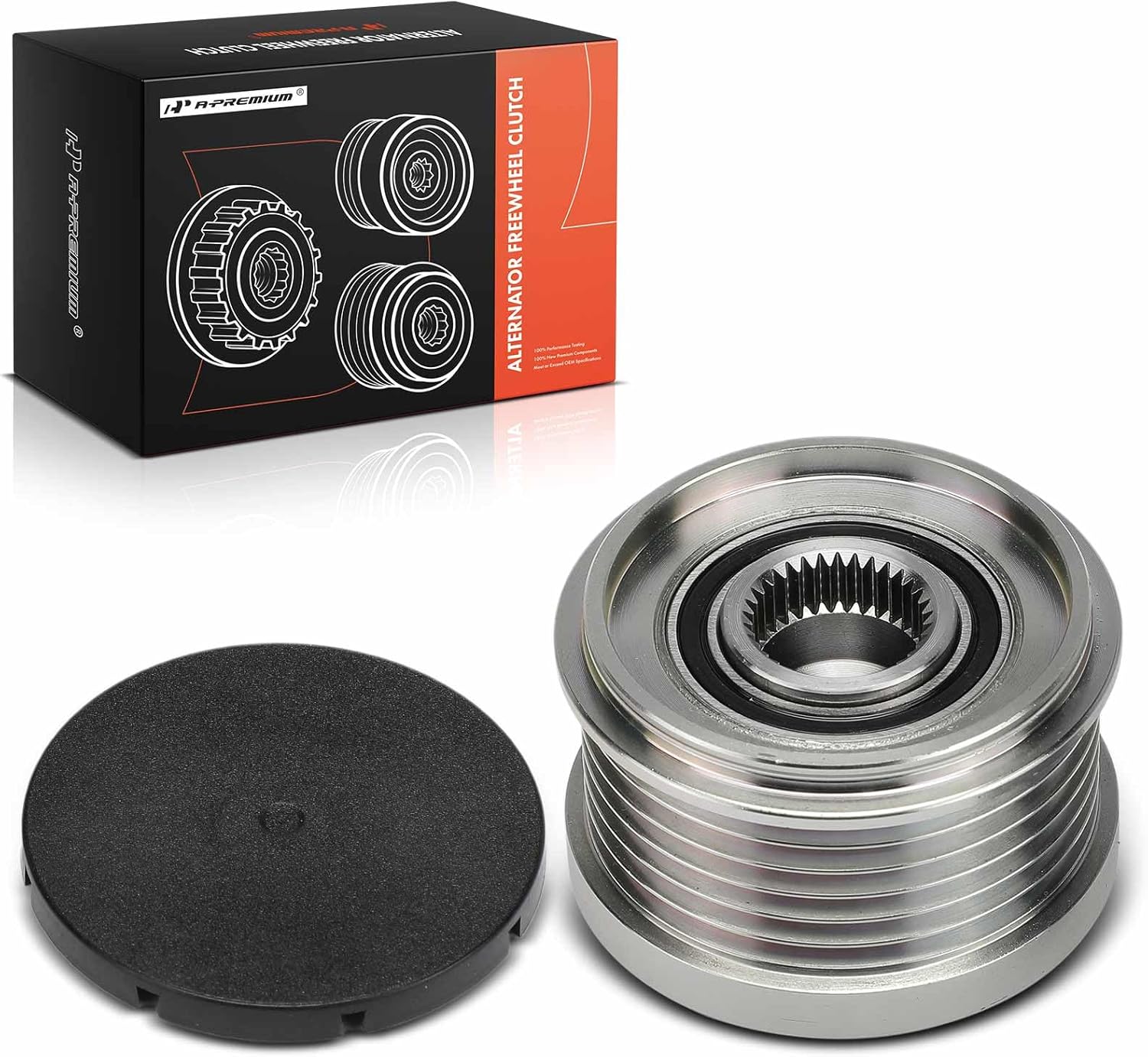 A-Premium Alternator Freewheel Clutch Pulley, 6 Grooves, Compatible with Volvo S40 V40 2000 2001 2002 2003 2004, 1.9L, Counterclockwise