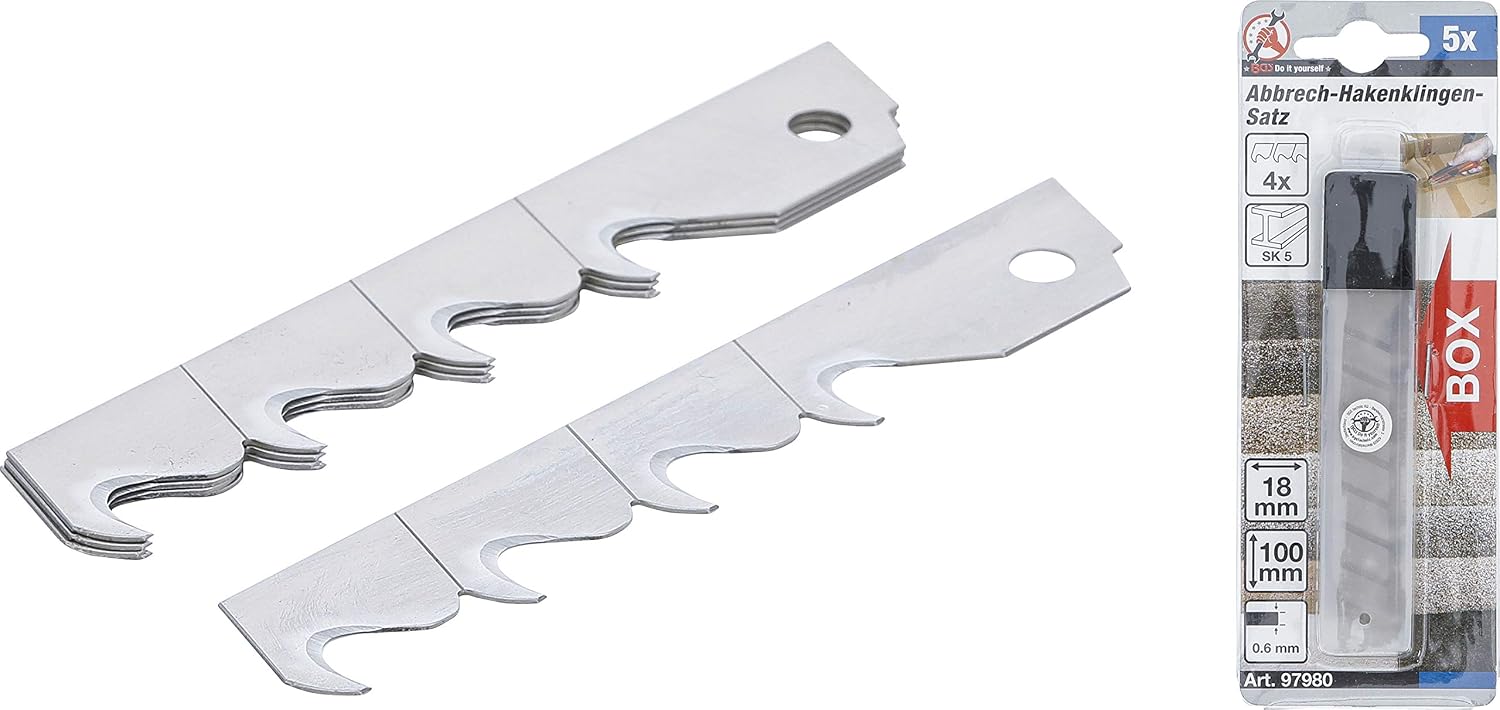 BGS DIY 97980 Snap Off Hook Blade Set 5 Pieces 100 x 18 mm