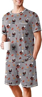 Ekouaer Men's Pajamas Set Casual Short Sleeve Shirts and Shorts Soft 2 Piece Loungewear With Pockets