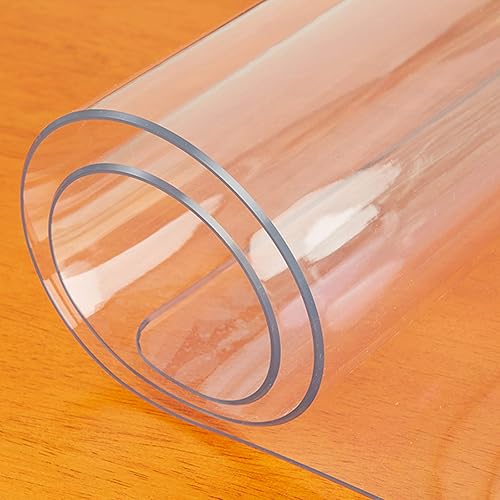 Miniatura 4 de Protector de mesa transparente de PVC resistente de 0.118 pulgadas (0.118 in), rectangular, transparente, impermeable, para mesa de comedor, mesa de