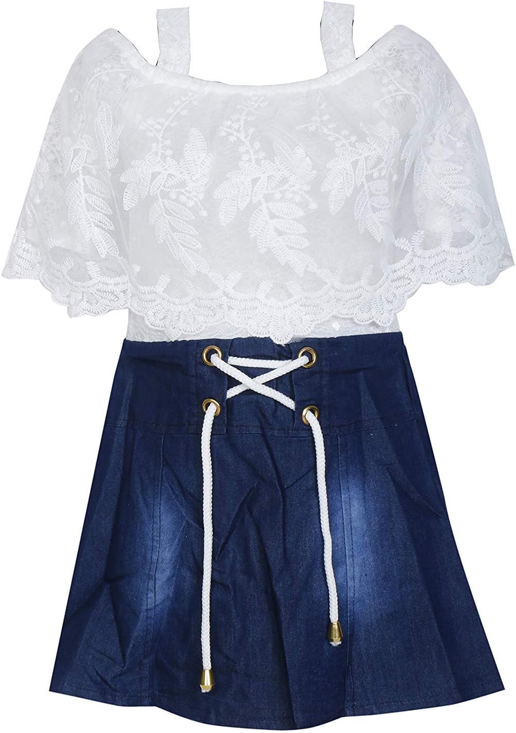 BENKILSBaby Girl's Denim Skirt Top Dresses White and Blue