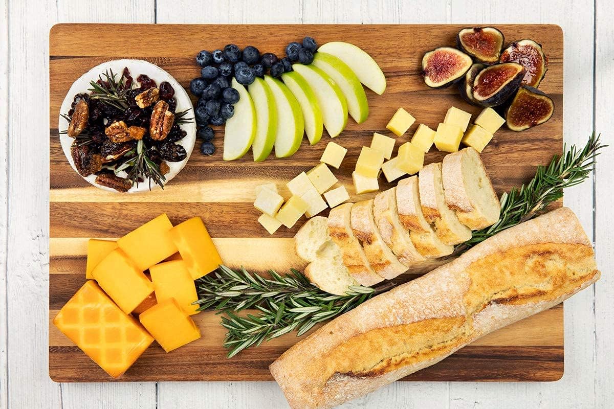 Get Discount 70% Price Villa Acacia Large Wood Cutting Board, 17x12 Inch Premium Grade Reversible Hardwood for Kitchens