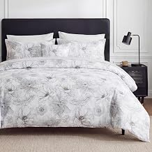 MOVE OVER 100% Cotton Floral Duvet Cover Set King Size, Ink Style Gray Sketch Floral Bedding, 3 Pcs with Zipper Closure & Corner Ties, Soft Breathable Duvet Cover for All Seasons