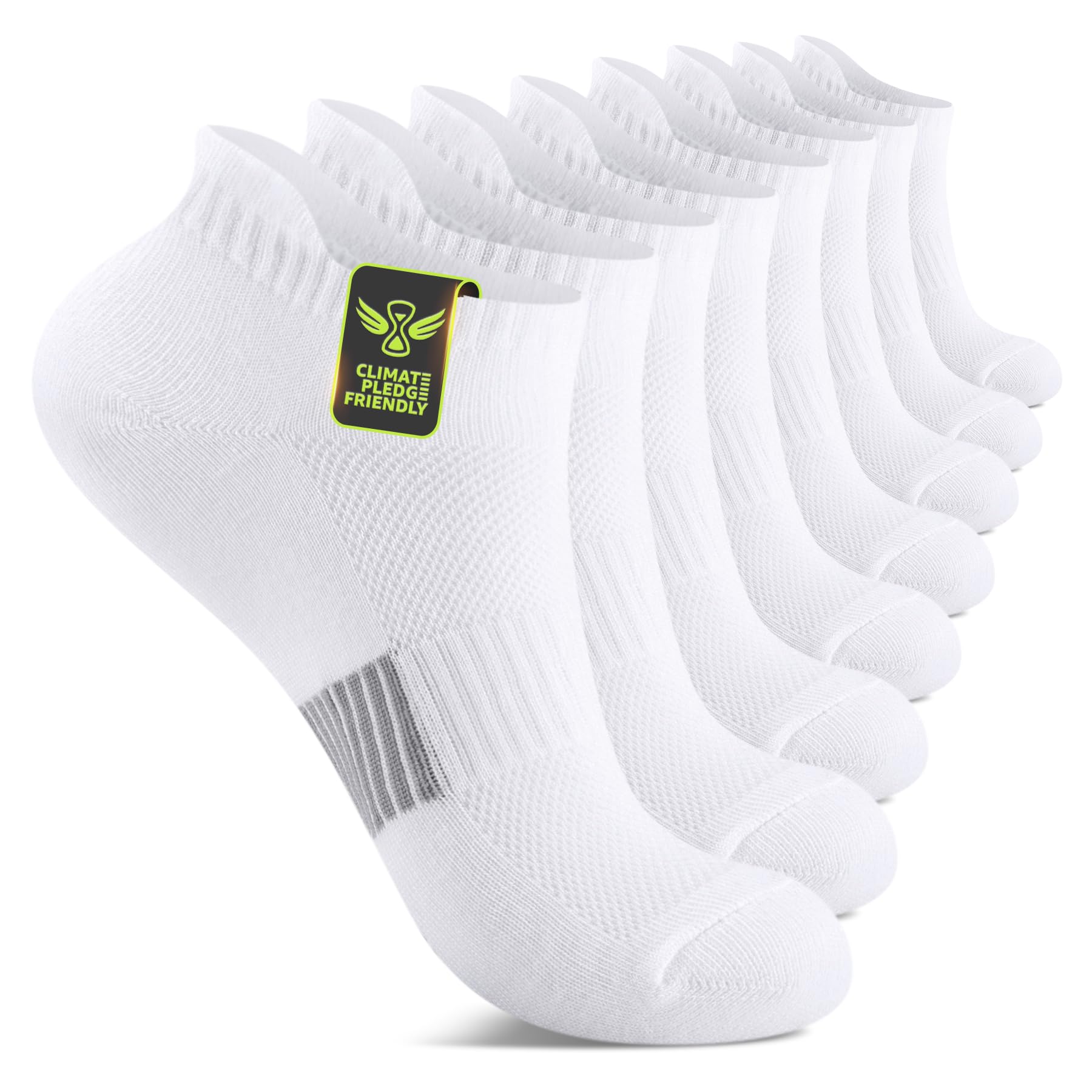 FALARY Sneaker Socken Herren 43-46 Damen Sportsocken Laufsocken Sneakersocken Kurze Socken Running Atmungsaktives Baumwollsocken Activewear Knöchelsocken Halbsocken 8 Paar Weiß
