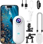 OBEST 360° Action Camera 4K Underwater Cam, Portable Mini Waterproof WiFi Camera 120° Wide Angle Action Cam for Cycling, Daily Vlog, Outdoor Sports(White)