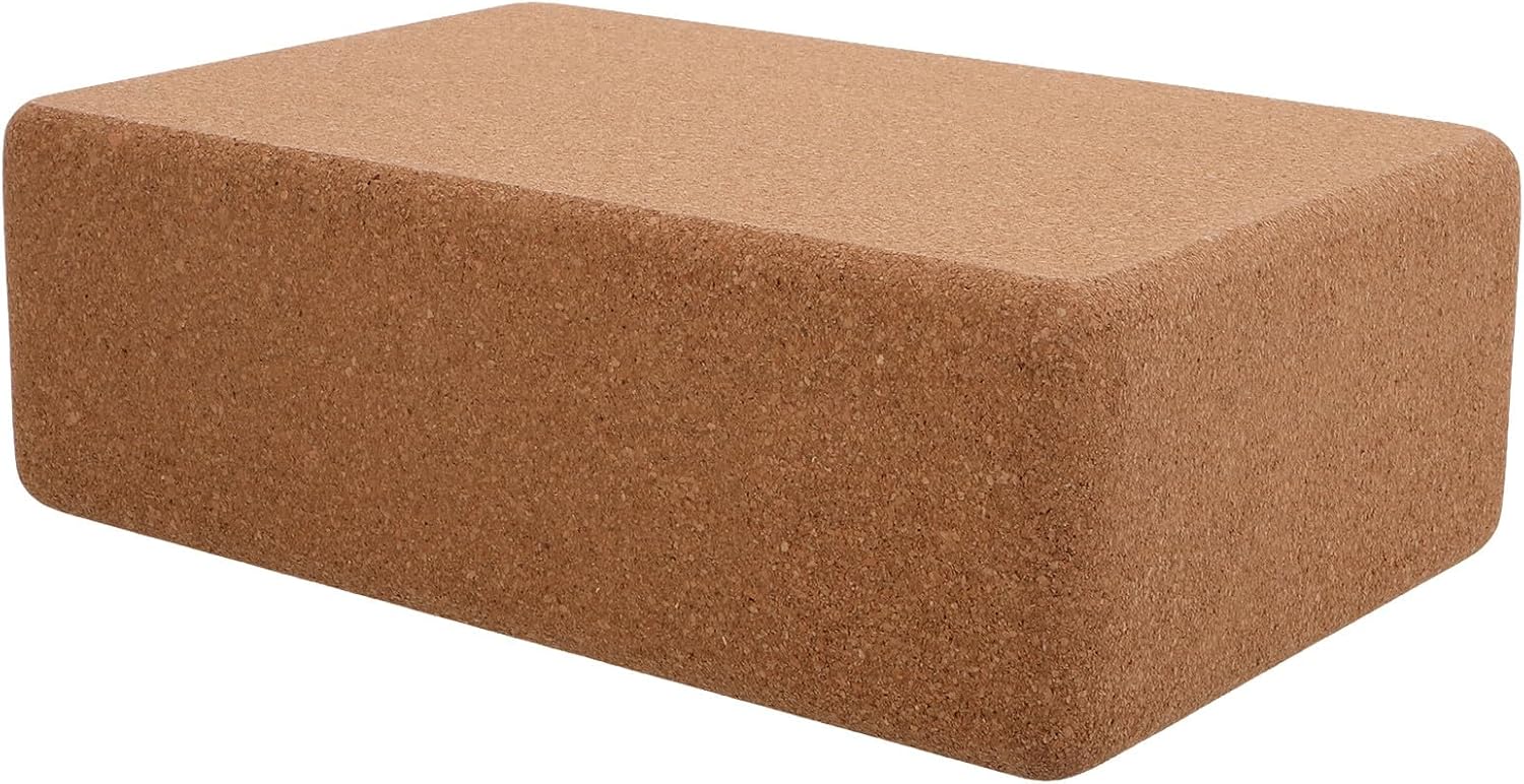 Non-slip Cork Yoga Block Brick High Density Exercise Support for Dance Fitness Stability and Balance Training