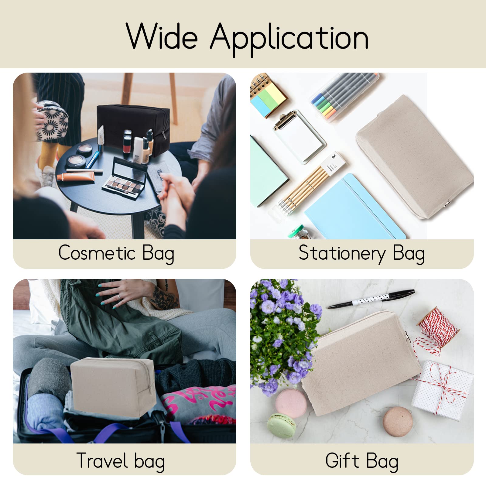 Aspire 6 Pezzi Borse Cosmetica in Tela, 100% Cotone Borsa da Viaggio Trousse Viaggio, Beauty case viaggio 7 x 4 x 3 Pollici