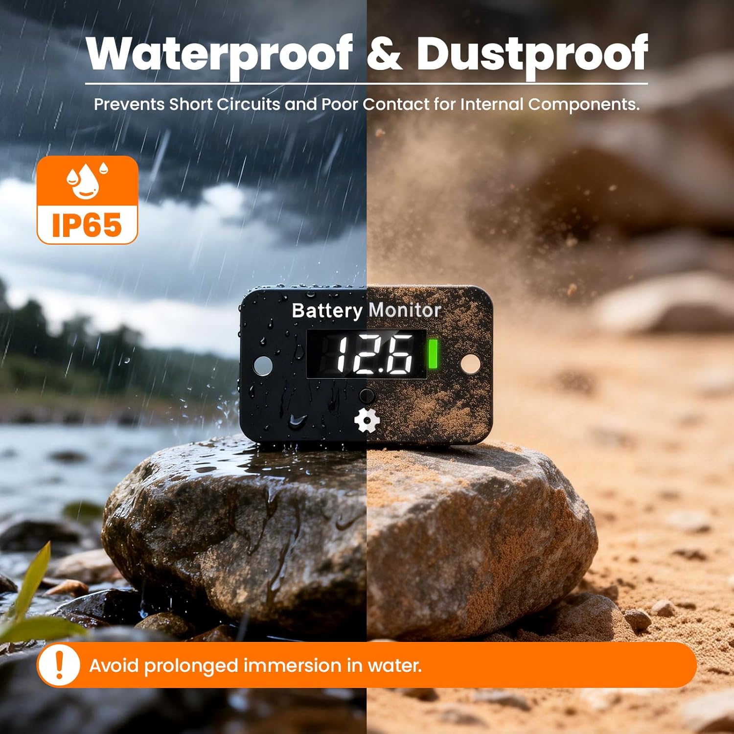 BM280 Waterproof LCD Digital Battery Meter with Voltage & Capacity Display, Supports 12V 24V 36V 48V 60V 72V Lead-Acid & Lithium Battery, Monitor Gauge for Golf Cart EZGO Club Car and Most Vehicles