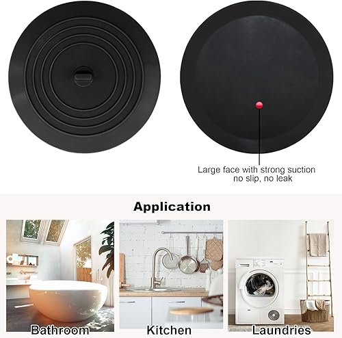 Vista 49 de V-TOP Tapón de drenaje de bañera, paquete de 2 tapones de silicona grandes de 6 pulgadas, tapón de succión plana para cocina, baño y lavandería