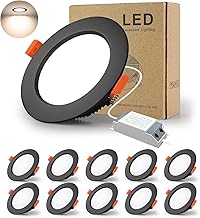 BAGZY Spot Led Encastrable Noir Extra Plat, 10 Pack 7W 700LM = 70W incandescence, IP44, Blanc Naturel 4000K, AC 220-240V,Découpe 80-90mm,Rond plafond encastré Pour salle de bain,Cuisine,Salon,Couloir
