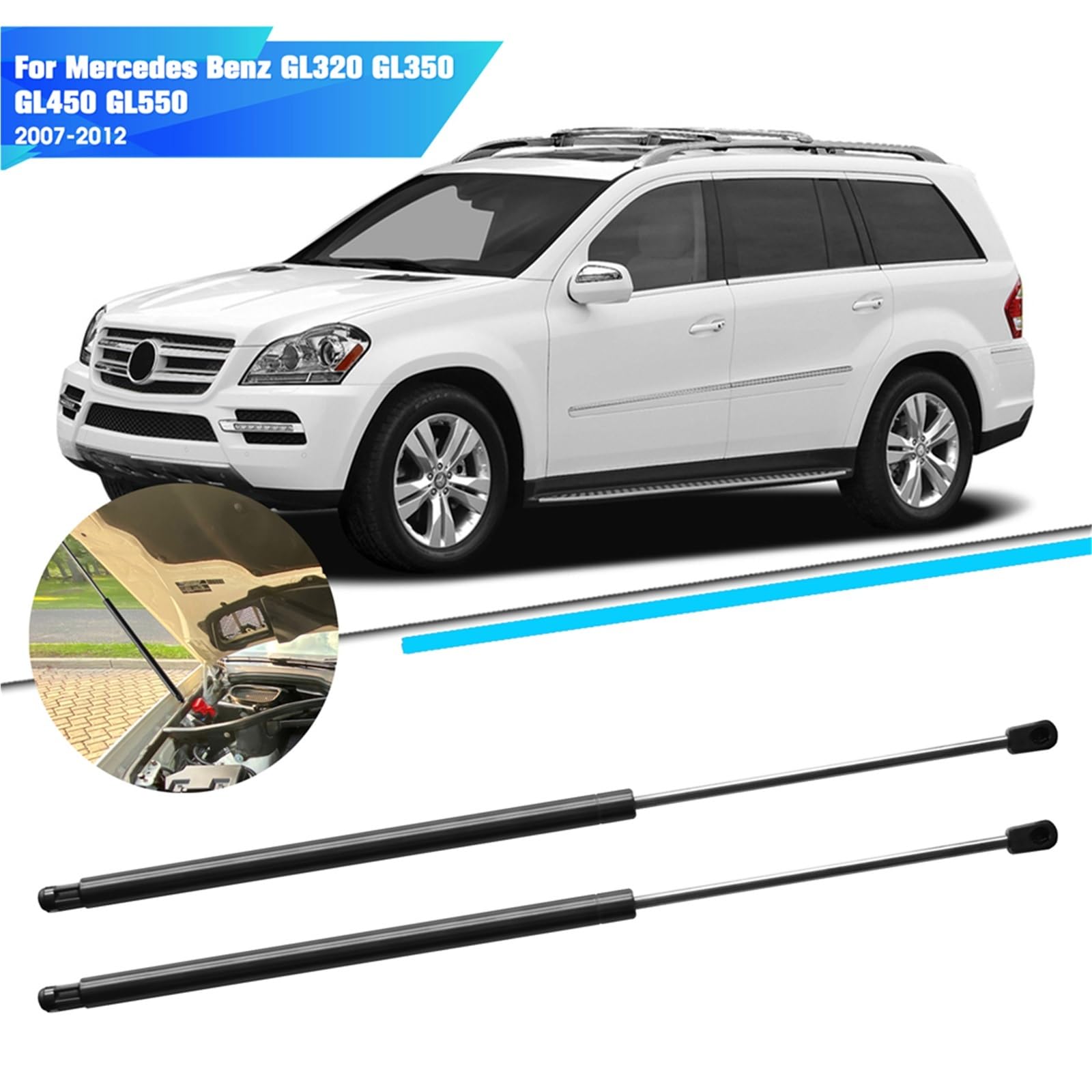 Amortyzator gazowy sprężyna gazowa 2 Szt. Pasujące Do Mercedesa Benz GL320 GL350 GL450 GL550 2007-2012, Przednie Amortyzatory Maski, Akcesoria Samochodowe