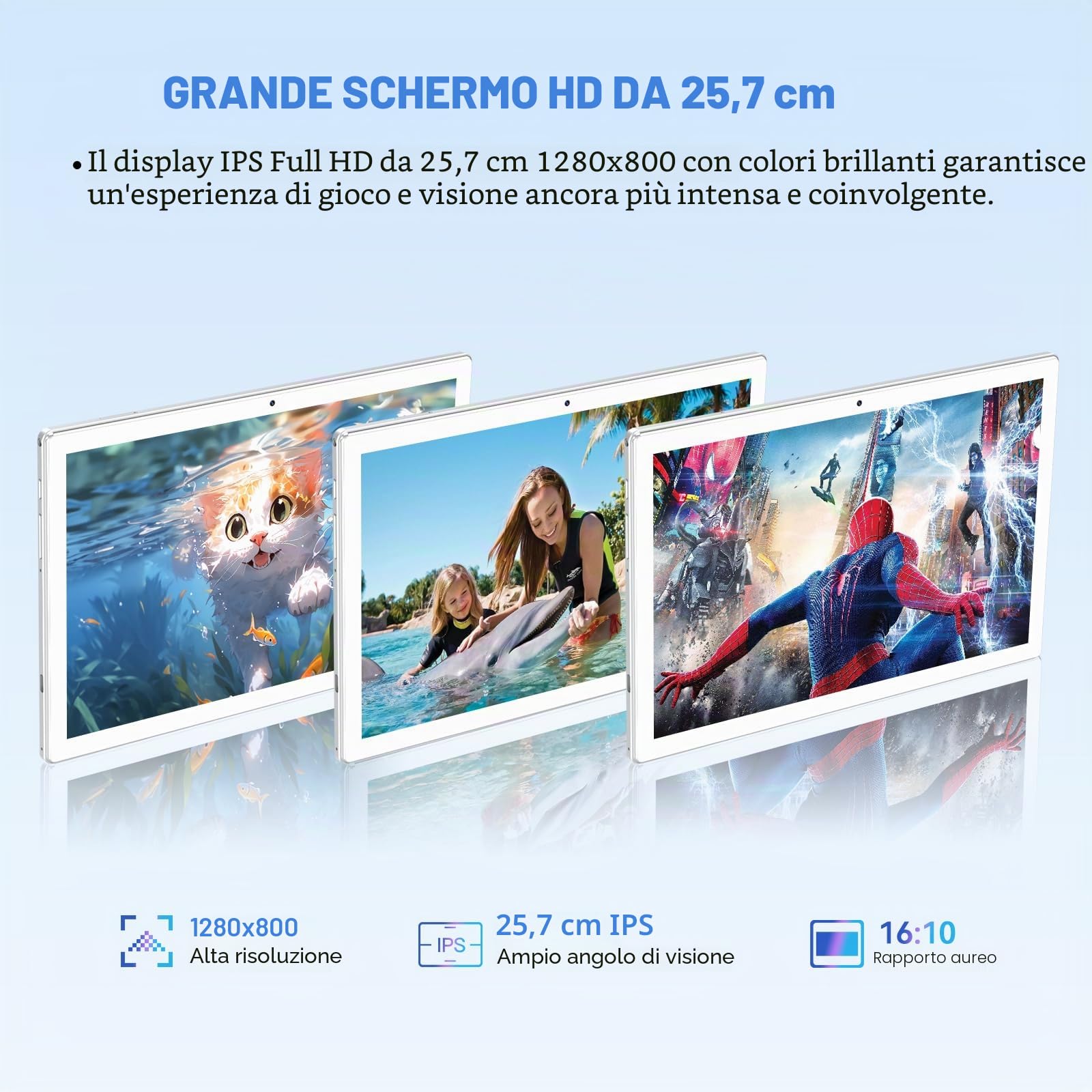 ANTEMPER Tablet 10 Pollici, 2024 Newest Android 13 Tablet PC, Octa-Core 16GB RAM+128GB ROM (1TB TF), 5G WiFi, Bluetooth 5.0, GPS, Tablet 2 in 1 con Tastiera, Penna, Mouse, Argenteo