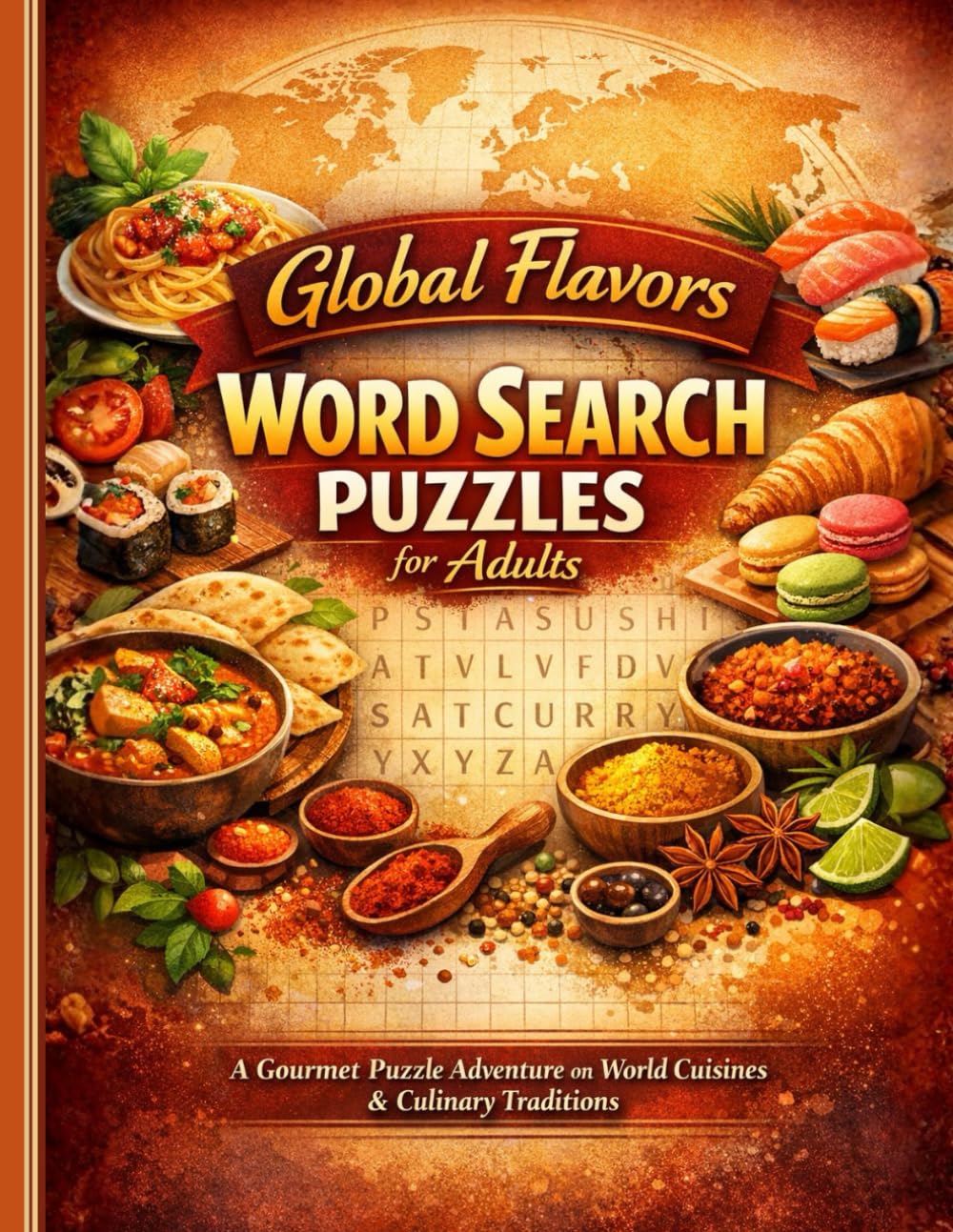 Global Flavors Word Search for Adults: A Gourmet Puzzle Adventure Featuring 50 Relaxing Word Searches on World Cuisines, Signature Dishes, Spices, and Culinary Traditions