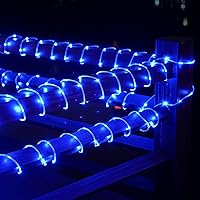 Vista 4 de Cuerda de luces solares impermeables para exteriores, 66 pies, 200 luces LED solares de Navidad, luces solares azules para exteriores, para piscina