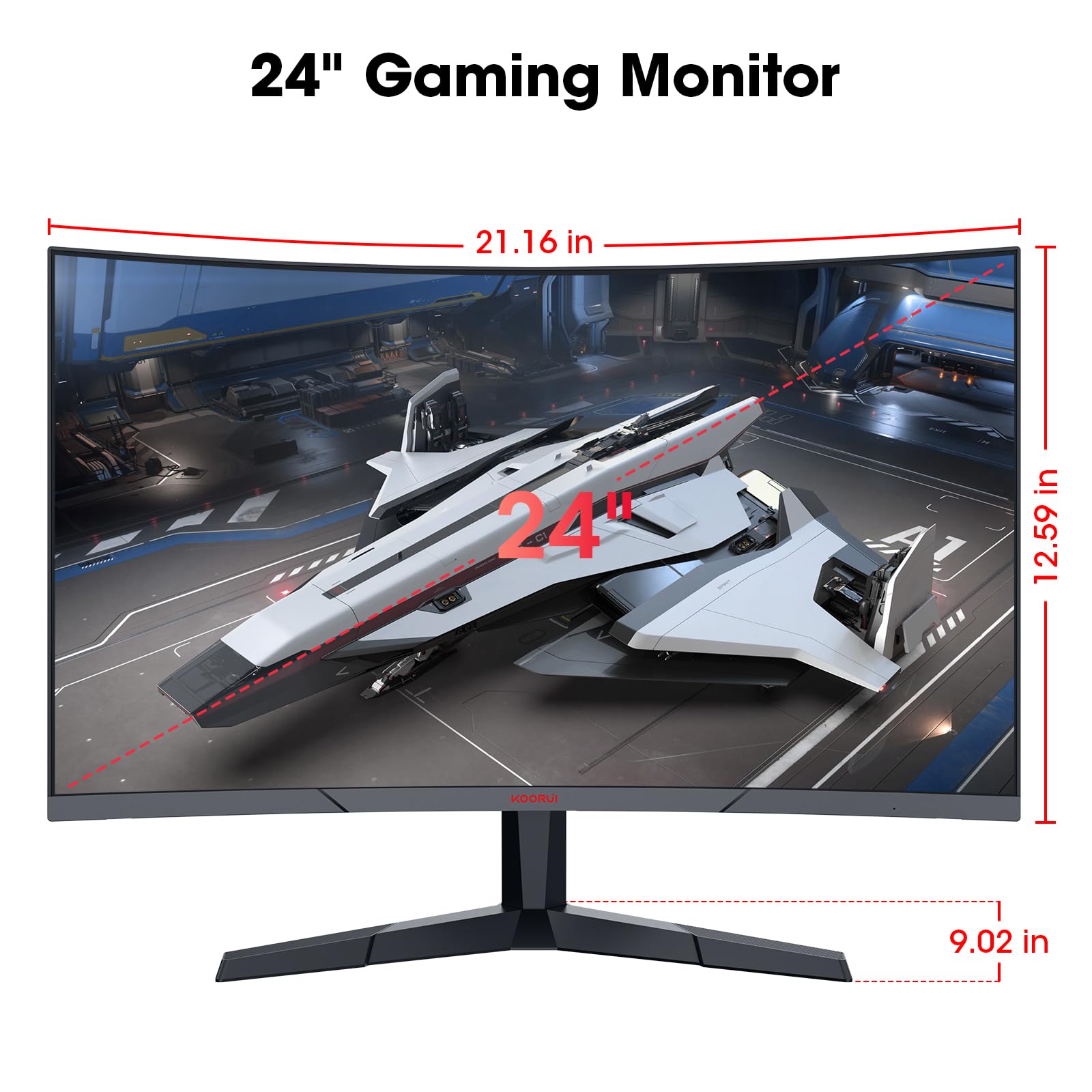 KOORUI 24 Inch Curved Gaming Monitor with 180Hz Refresh Rate
