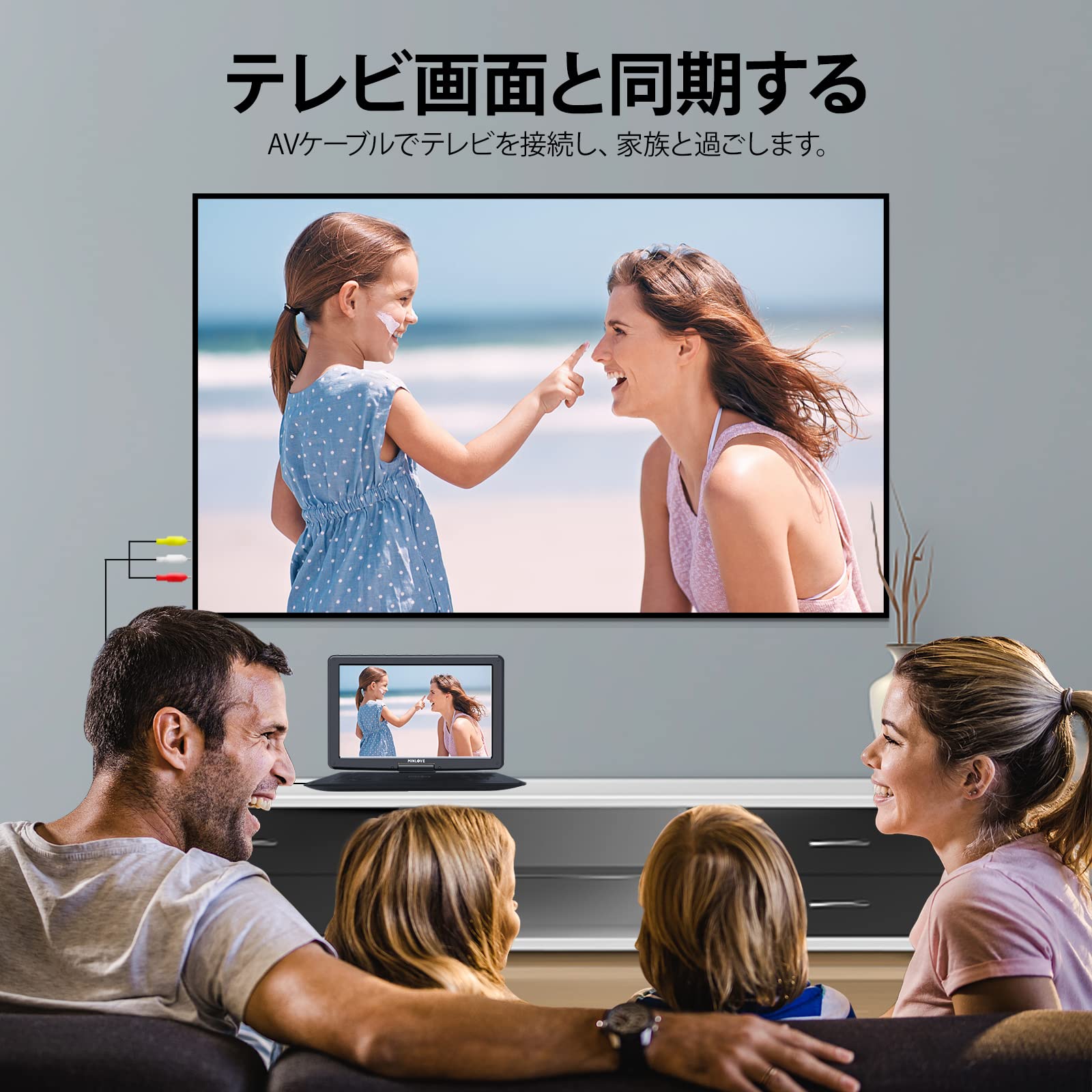 Amazon.co.jp: MINLOVE CoolHut ポータブルDVDプレーヤー 16.9型 14.1