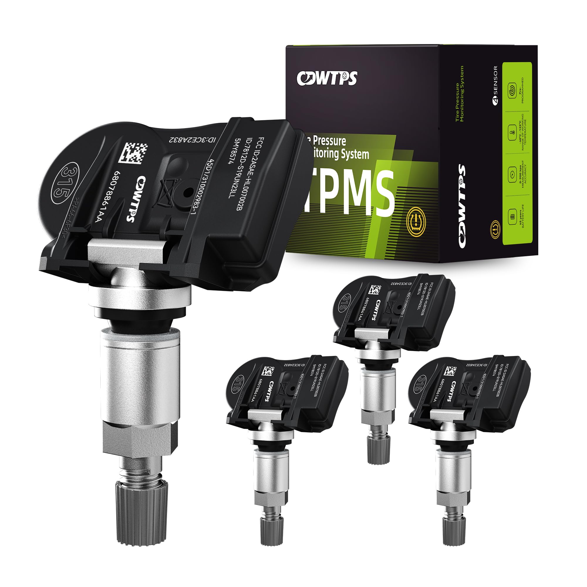 CDWTPS TPMS Sensor for 2006-2010 Chrysler| Dodge| Jeep,433MHZ Tire Pressure Monitor System Replaces# 56053030AC 56029481AB 56029359AB 4-Pack
