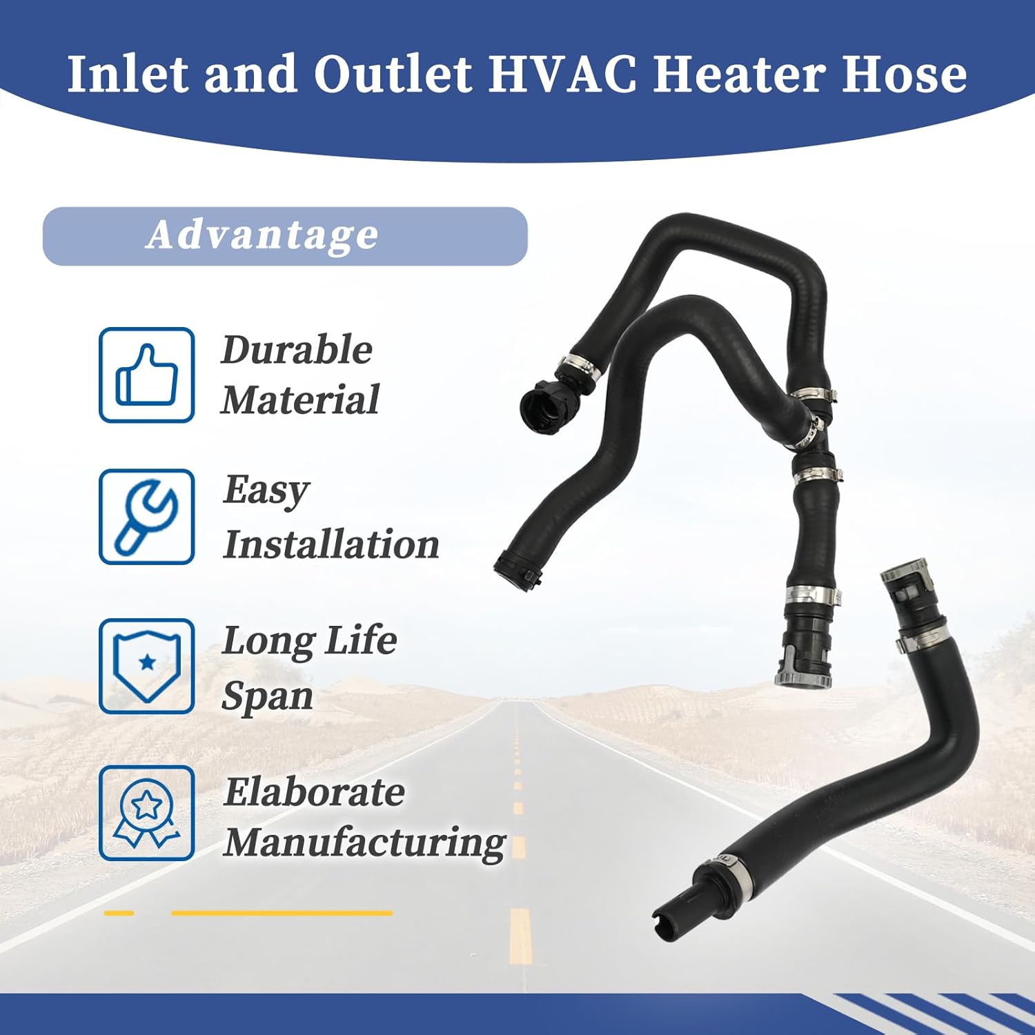 Inlet and Outlet HVAC Heater Hose Fit for Ford Escape 2013-2019 For Lincoln MKC 2017-2019# CV6Z-18472-T CV6Z-18472-W Water Heater Hose