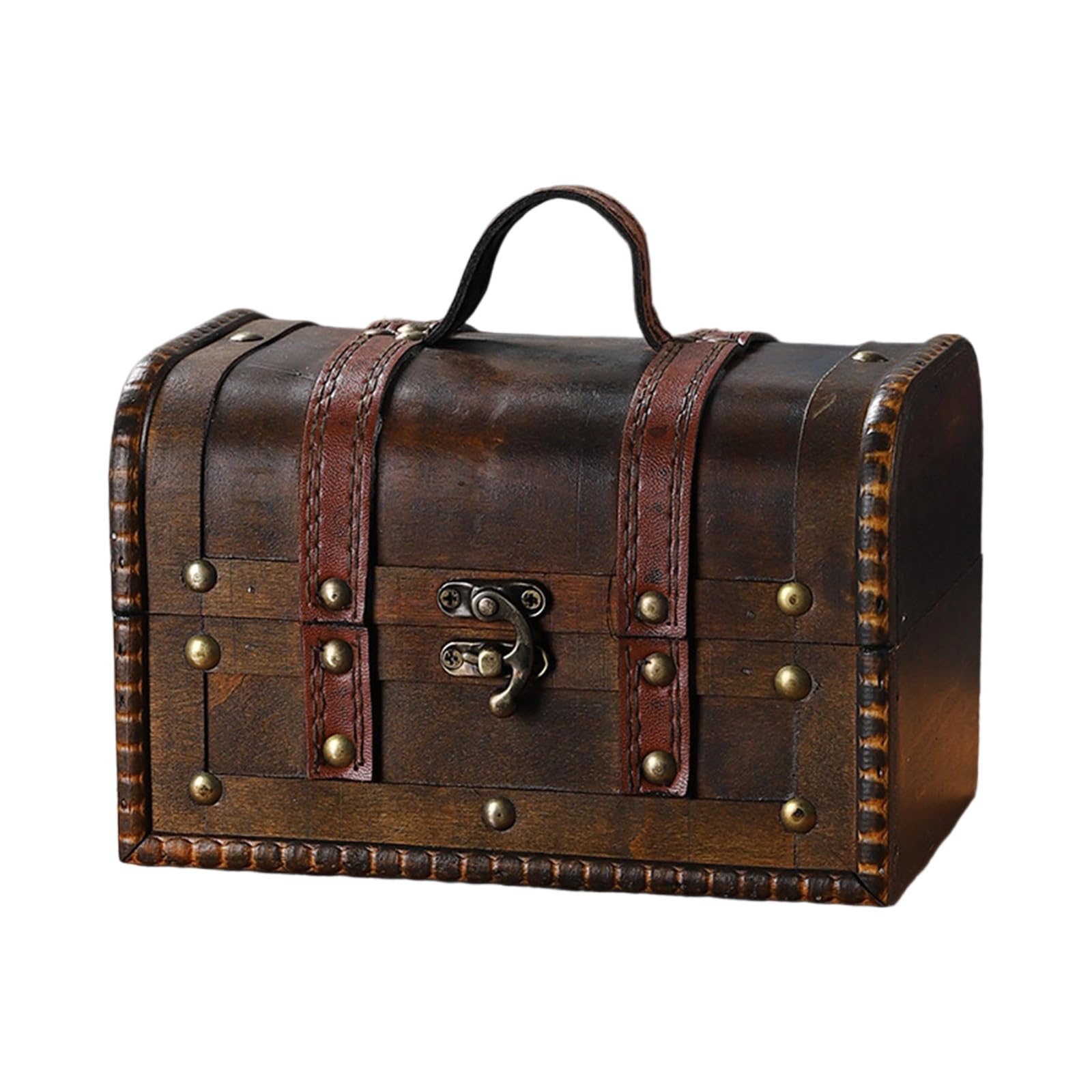 Elnwnnkc Practical Old Fashioned European Styles Sturdy Wood Trunk Stylish Storage Solution for Travelers and Fashion Lovers Travel Suitcases