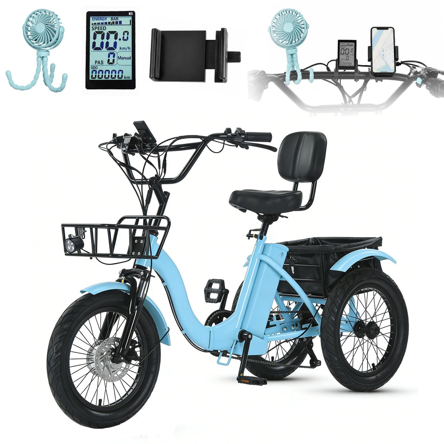 Triciclo Elettrico per Adulti Da 18 Pollici-Pieghevole,48v 13ah,350w A
