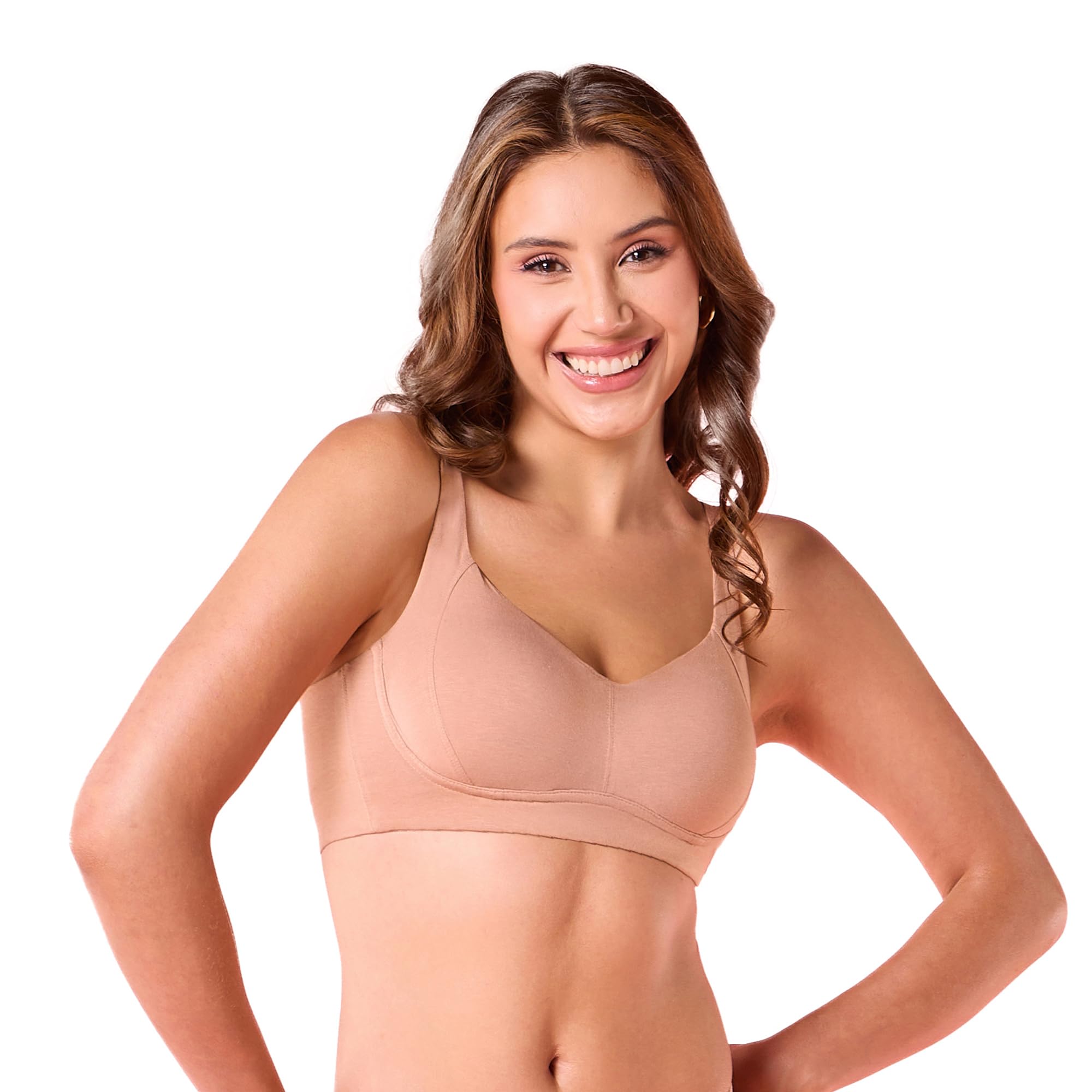 Enamor Innovations Bamboo Bliss Everyday Full Support Women's T-Shirt Super Soft Naturally Absorbent and Antimicrobial Padded Non-Wired High Coverage A077, Honey Beige, 32B