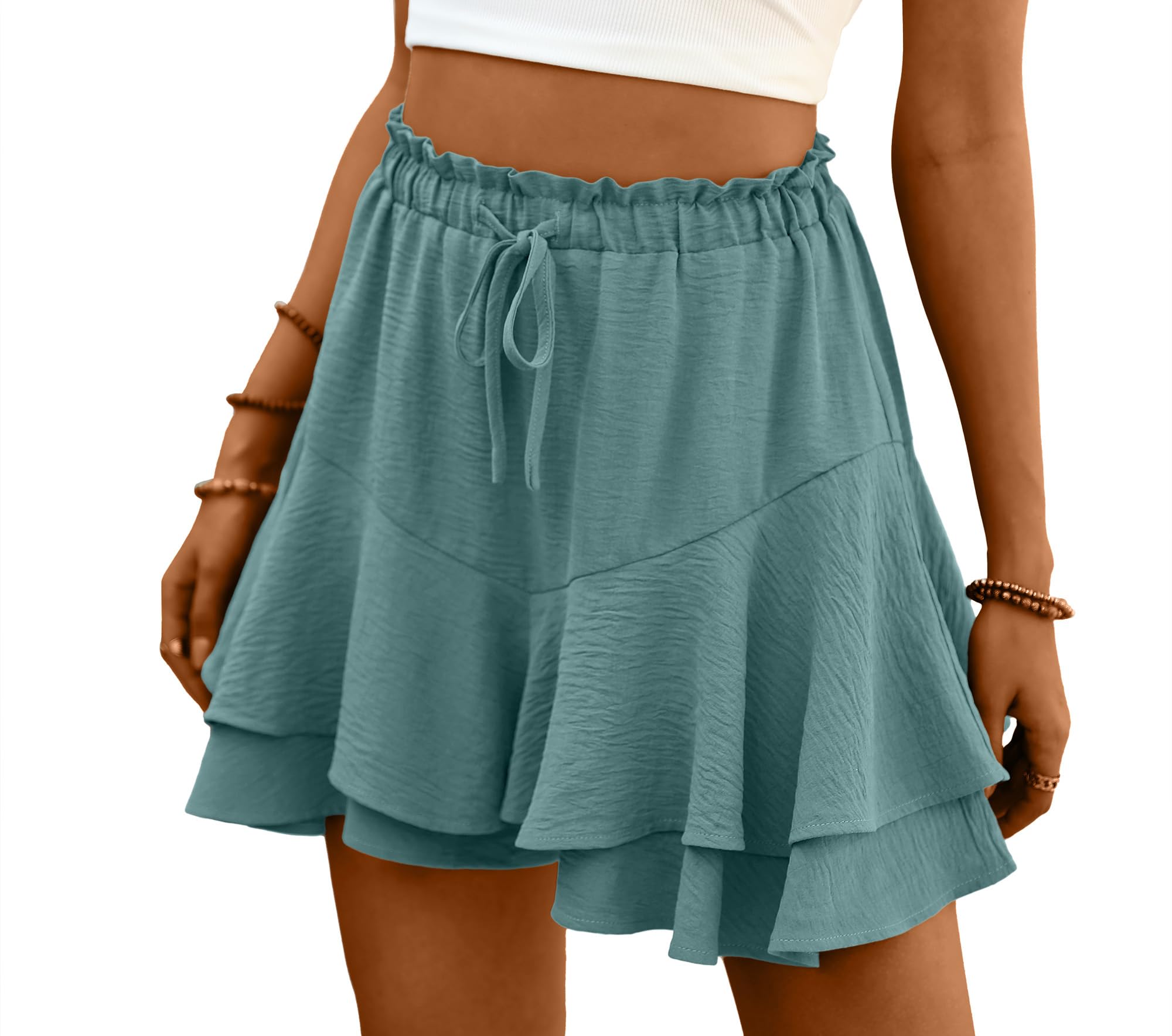 Lepunuo Flowy Shorts for Women Boho Ruffle Skorts