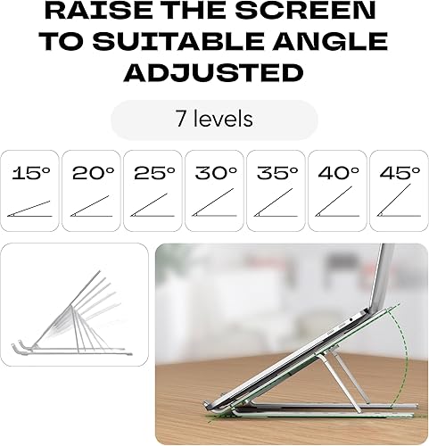Miniatura 4 de Soporte ajustable para laptop Elevador de aluminio plegable de 7 niveles, soporte portátil para computadora portátil para escritorio, compatible