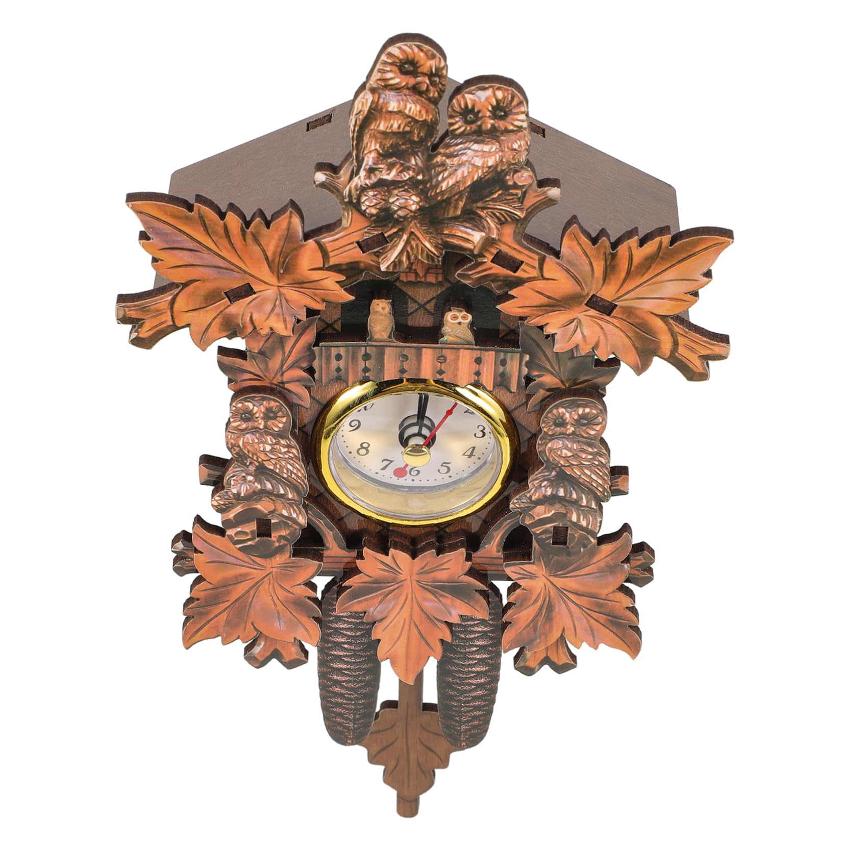 CRAFTHROU Home Living Room Cuckoo Grandfather Clock Retro Chiming Wall Clocks Office Clock Owl Pendulum Clock Ticking Cuckoo Wall Clock Antique Hanging Clock Office Wall Clock Decor Plastic