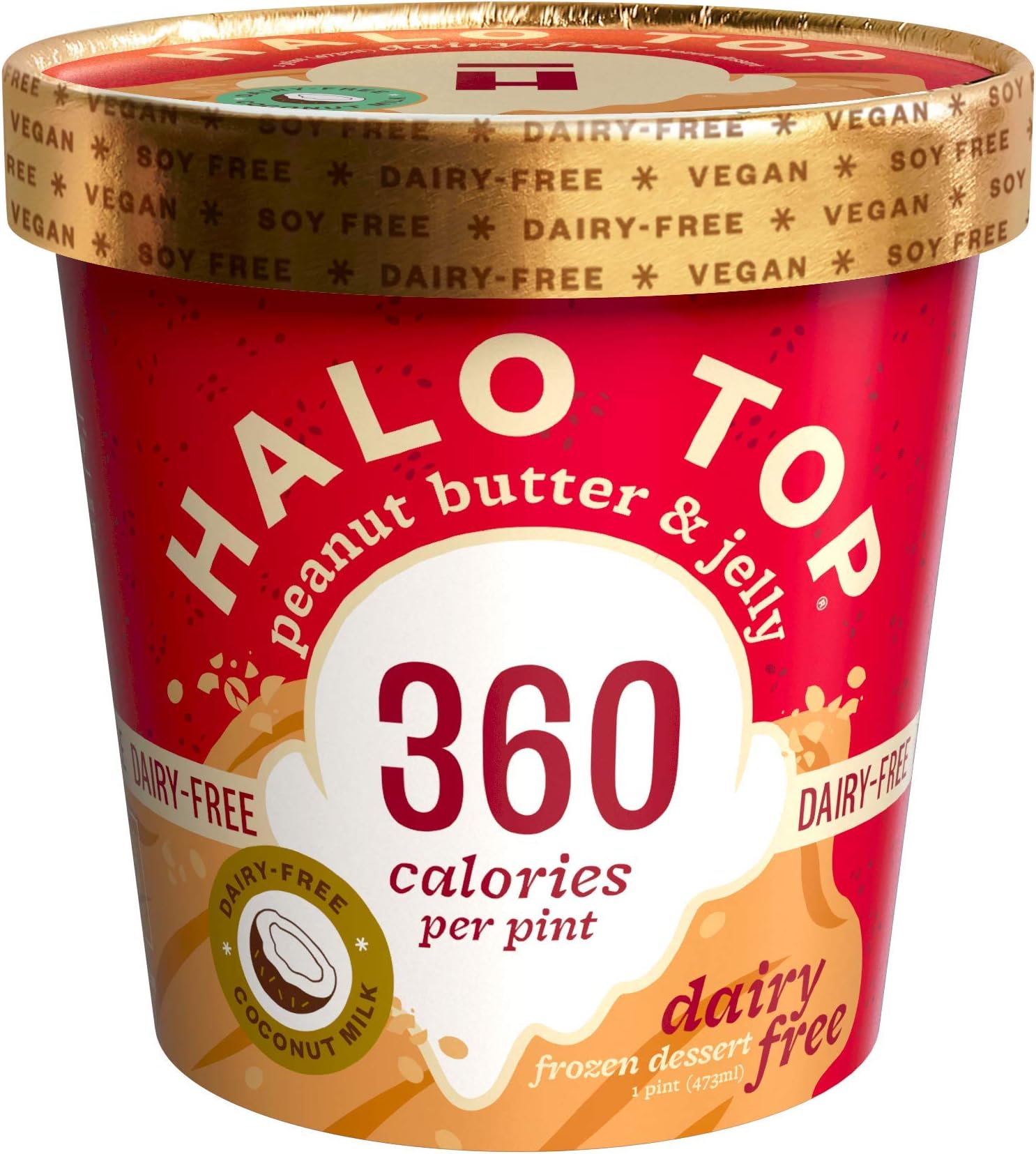Halo Top, Dairy-Free Peanut Butter & Jelly, Pint (4 count)