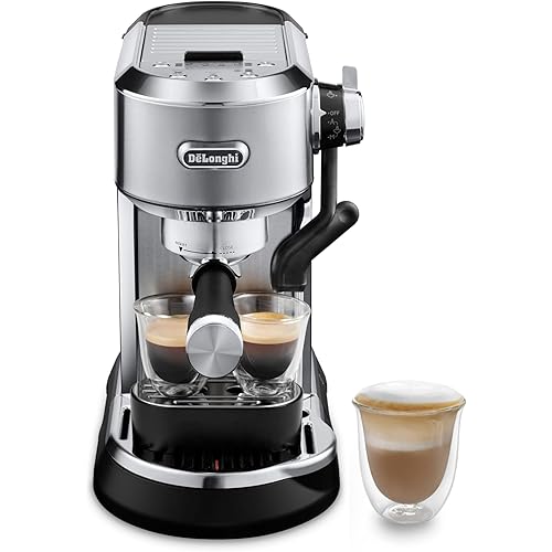 De'Longhi Dedica Maestro Plus Espresso Machine, Automatic Steam Wand, 3 Coffee Temp & Milk Foam Settings, 54oz Removable Tank, Easy-to-Clean Dishwasher-Safe Parts, Compact Stainless Steel Design
